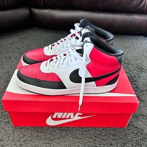 Nike Court Vision Mid - Size 12 - Red / Black / White